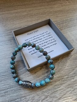 Dames armband Picasso Jaspis blauw 8 mm met Vlecht kraal (19 cm)