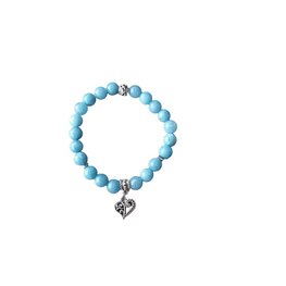 Dames armband Aquamarijn met hart bedel