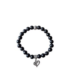 Dames armband Onyx met hart bedel