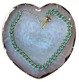 Schakel enkelbandje turquoise