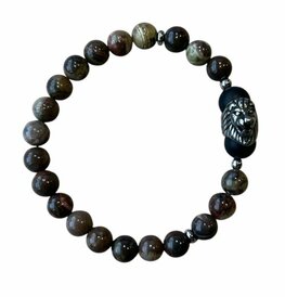 Picasso Jaspis heren armband met leeuw kraal