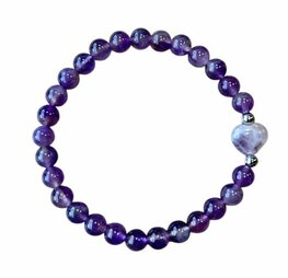 Amethist dames armband met hart kraal