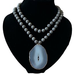 Bohemian ketting met Lava en Agaat