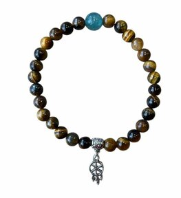 Armband met natuursteen en Tijgeroog en dromenvanger bedel