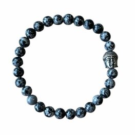 Sneeuwvlok Obsidiaan dames armband
