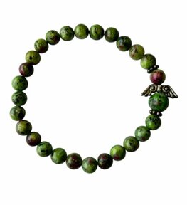Armband Robijn in Zoisiet met beschermengel