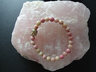 Dames armband Rhodonchrosiet met boeddha kraal