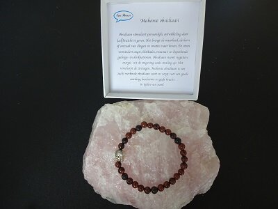 Dames armband Mahonie Obsidiaan met boeddhakraal
