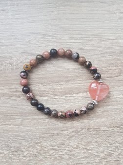 Dames armband Rhodonchrosiet Matrix &amp; Rode Calciet