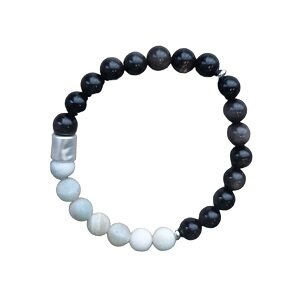 Zilver zwarte Obsidiaan met Amazoniet herenarmband