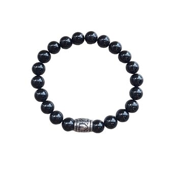 Zwarte Toermalijn natuurstenen armband met basic kraal
