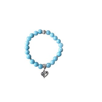 Dames armband Aquamarijn met hart bedel