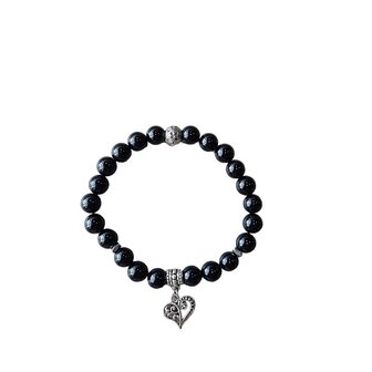 Dames armband Onyx met hart bedel