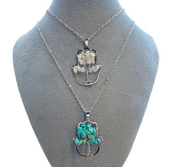Hamsa hand ketting met natuursteen