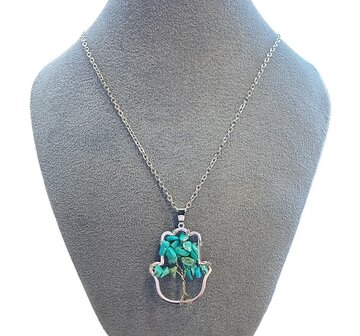 Ketting Hamsa hand met Turquoise