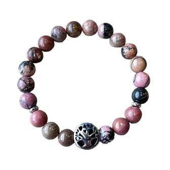 Rhodoniet dames armband met Tree of Life kraal