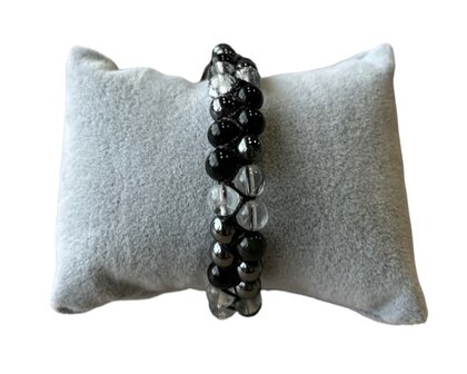 Gevlochten armband met natuursteen