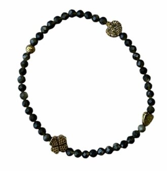 Zwarte Obsidiaan met goudkleurige tussenkralen