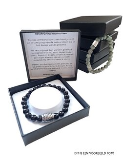 Herenarmband Lapis Lazuli 8 mm, 21,5 cm, met vlecht kraal