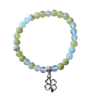 Natuurstenen armband met Olivijn en Chalcedoon