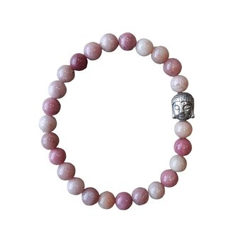 Rhodochrosiet dames armband met Boeddha