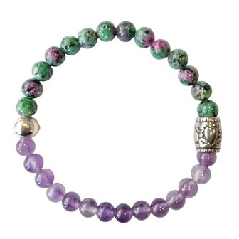 Amethist met Robijn in Zo&iuml;siet dames armband