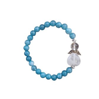 Dames armband Aquamarijn met engel