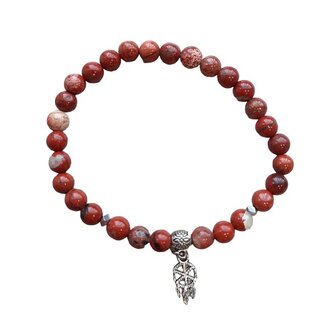 Rode Jaspis natuurstenen dames armband met dromenvanger