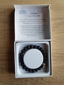 Dames armband Lavasteen met tree of life bedel