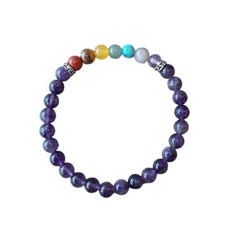 Amethist met Chakra kleuren dames armband