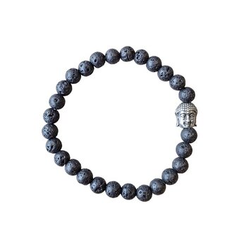 Lavasteen dames armband met Boeddha kraal