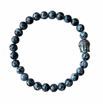 Sneeuwvlok Obsidiaan dames armband