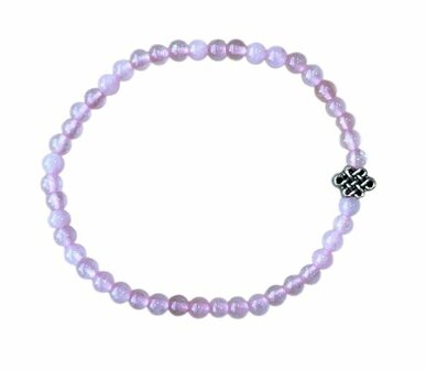 Rozenkwarts armband met oneindige geluksknoop