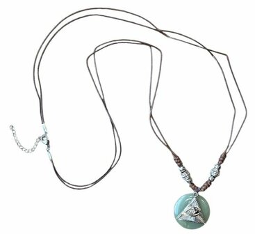 Ketting met oog en natuursteen Jade