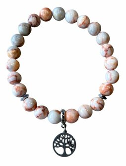 Red Veined white Onyx natuurstenen armband