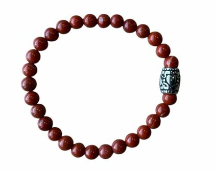 Armband rode Jaspis met basic kraal