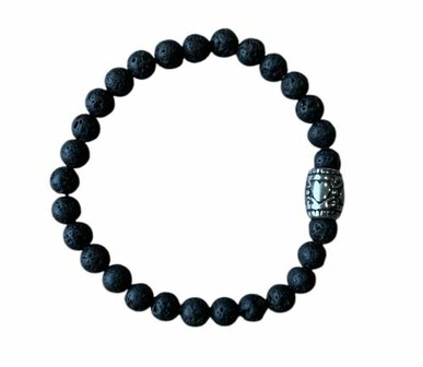 Armband van Lava steen met basic kraal