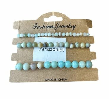 Dames armbanden van Amazoniet in 3 verschillende varianten