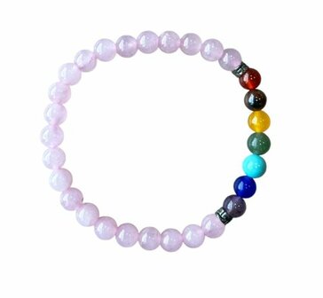 Rozenkwarts met Chakra armband