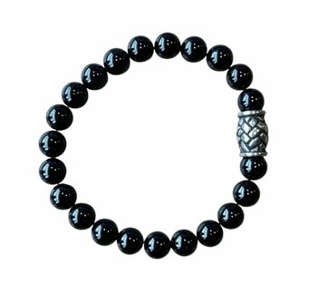Zwarte Toermalijn armband met vlecht kraal