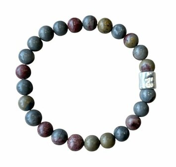 Gras Jaspis mat heren armband