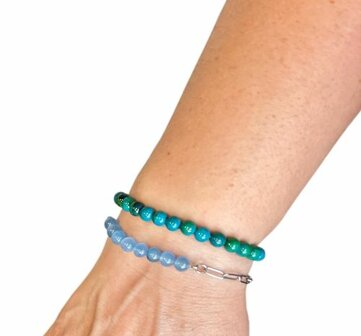 Schakelarmband met blauwe Agaat