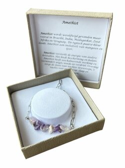 Schakelarmband met natuursteen Amethist