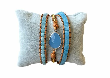 Wikkelarmband met natuursteen Aquamarijn