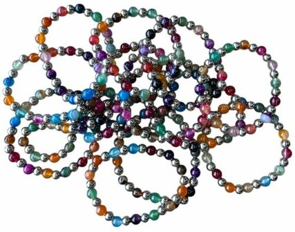 Heren armband 8 mm met een mix van natuursteen kralen