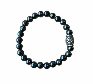 Hematiet heren armband met vlecht kraal