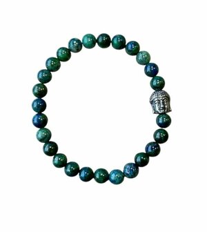 Azuriet Malachiet dames armband met Boeddha kraal