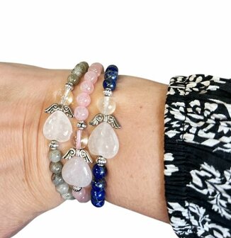 Dames armband Carneool 6 mm met beschermengel