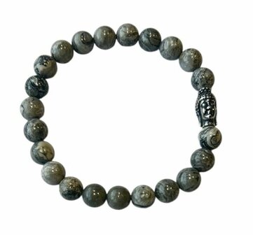 Picasso Jaspis heren armband met Boeddha kraal