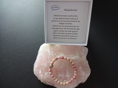 Dames armband Rhodonchrosiet met boeddha kraal